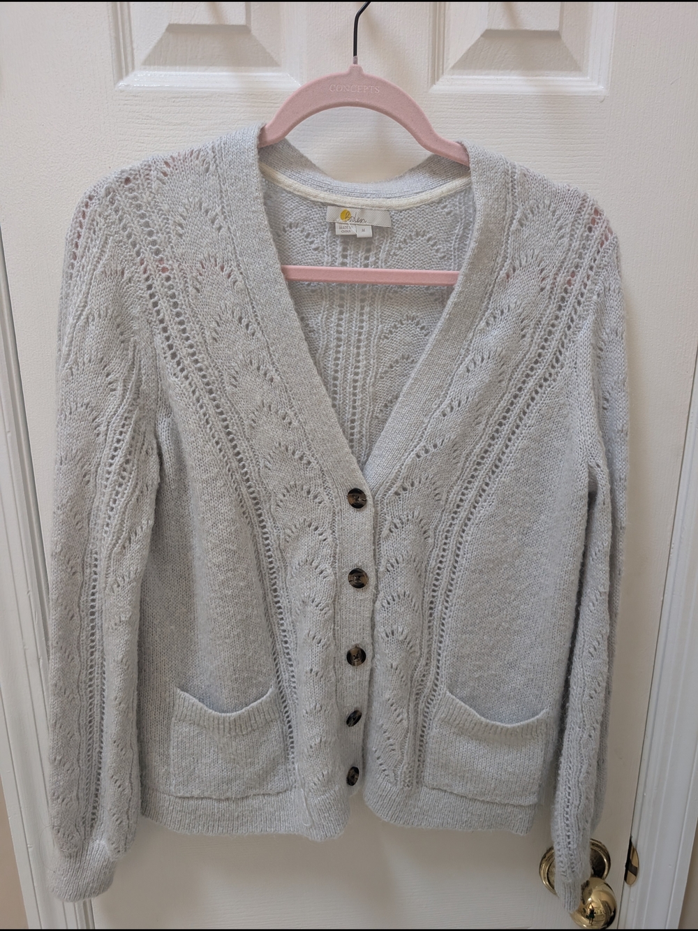 Light Gray Boden Button Cardigan Sweater